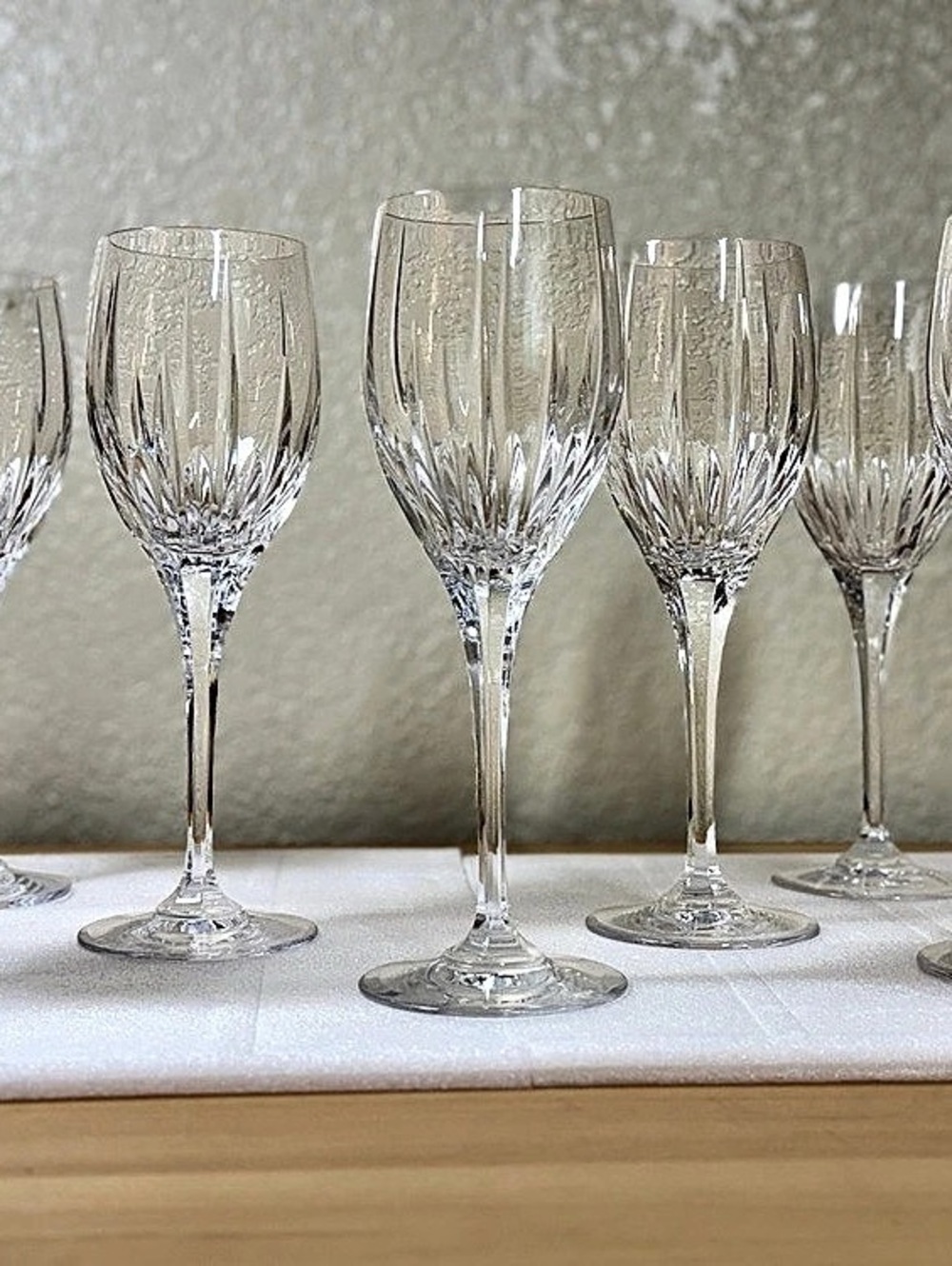 Retired 7 Mikasa Arctic Lights 9" Cut Lead Crystal Red Wine Glass Water Globet